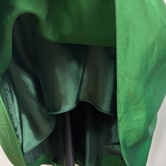 Cache Prom Dress Midi Gown 2 Green Silk Vintage Y2K Glam Bead Holiday Halter - Picture 9 of 14